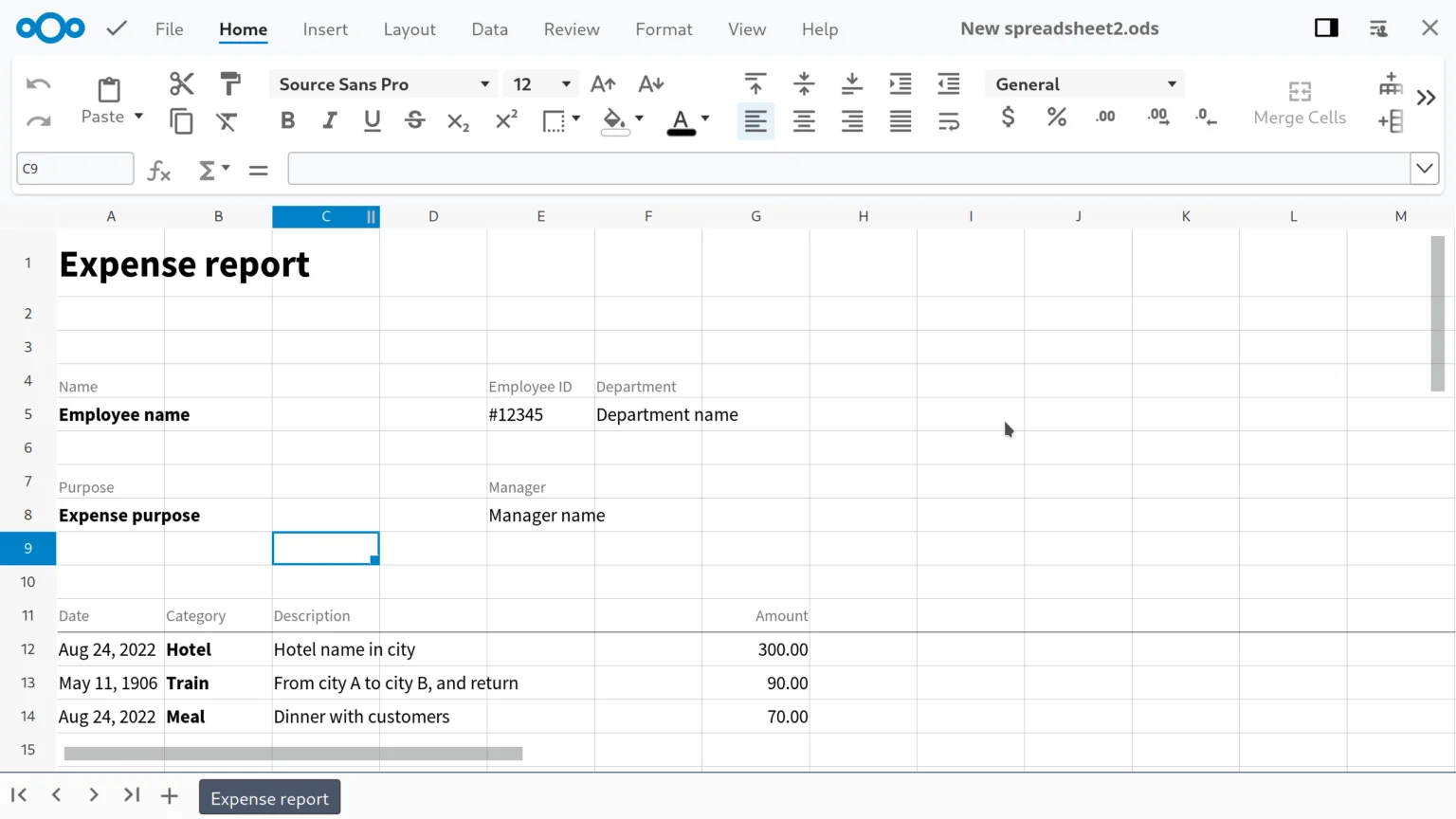Nextcloud Hojas de Cálculo